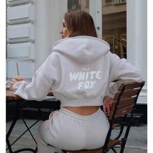 White Fox Boutique Cream Hoodie Jacket